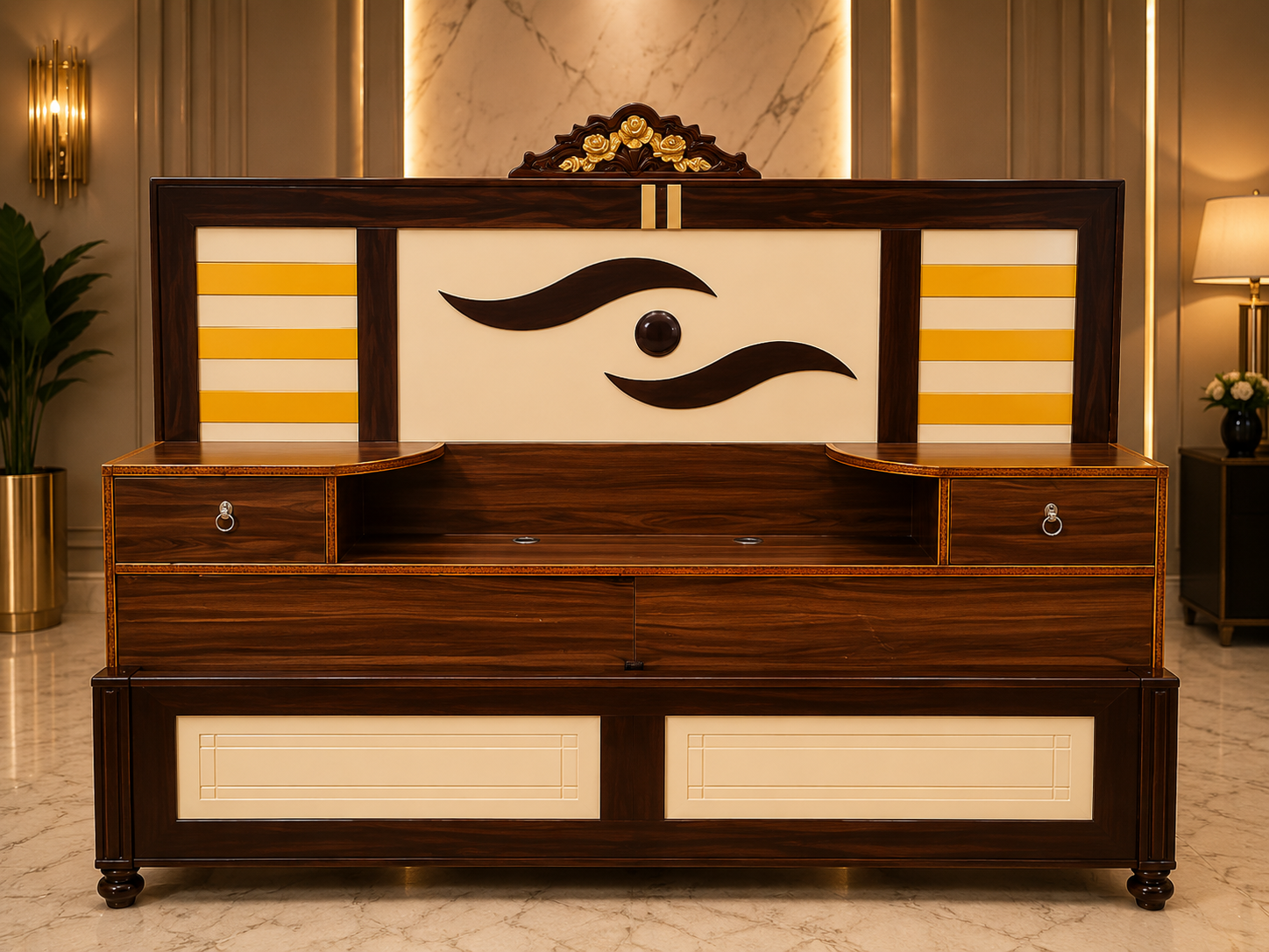 Contemporary Wave Designer Storage Bed