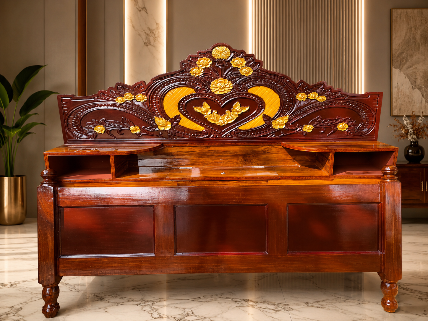 Royal Heart Blossom Storage Bed